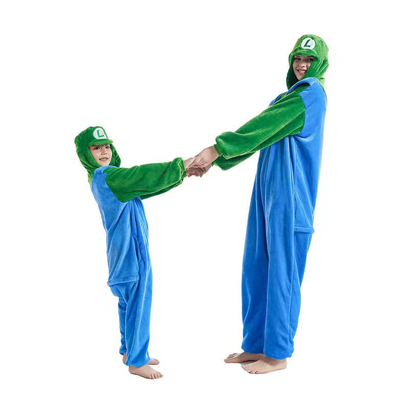 Anime Brothers Cartoon Game Cosplay Costume Anime Figure Luigi One-Piece Pajamas Kawaii Cartoon Sleepwear Halloween Cos Clothes