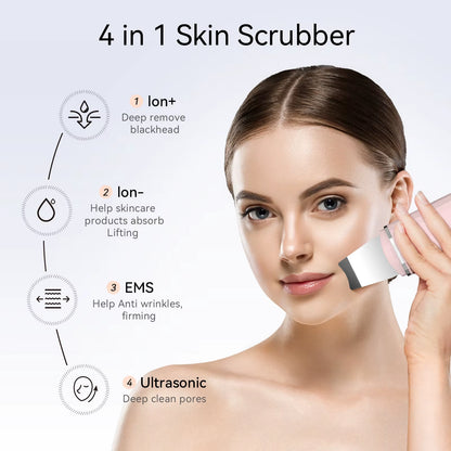 Ultrasonic Skin Scrubber Deep Cleaning Peeling Shovel Limpiador Facial Skin Care Face Lifting Machine Ultrasonic Cleaner