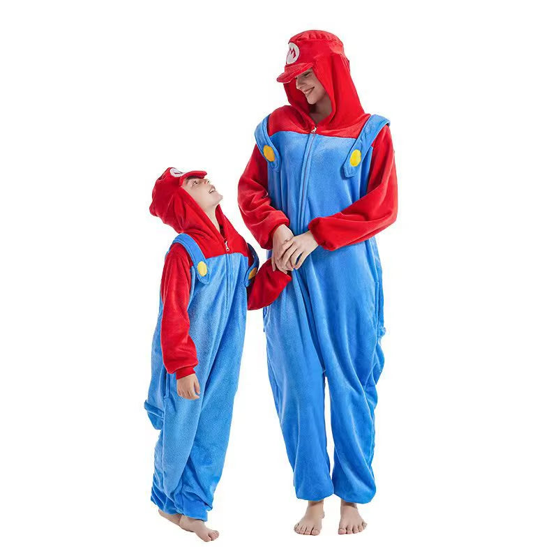Anime Brothers Cartoon Game Cosplay Costume Anime Figure Luigi One-Piece Pajamas Kawaii Cartoon Sleepwear Halloween Cos Clothes