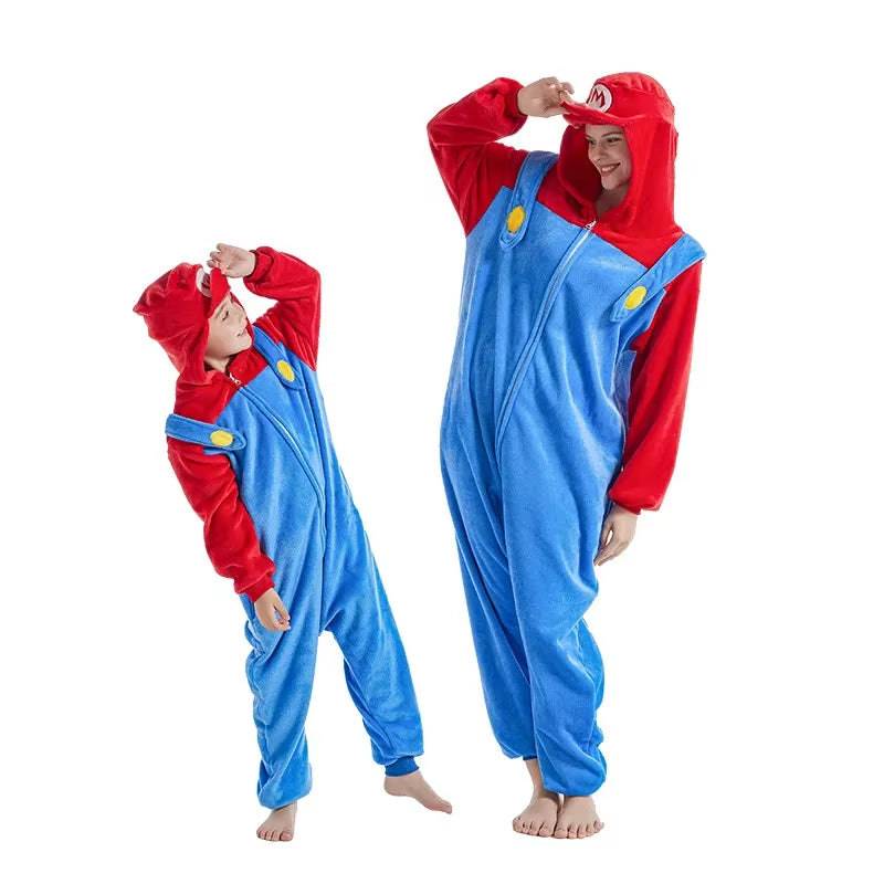 Anime Brothers Cartoon Game Cosplay Costume Anime Figure Luigi One-Piece Pajamas Kawaii Cartoon Sleepwear Halloween Cos Clothes