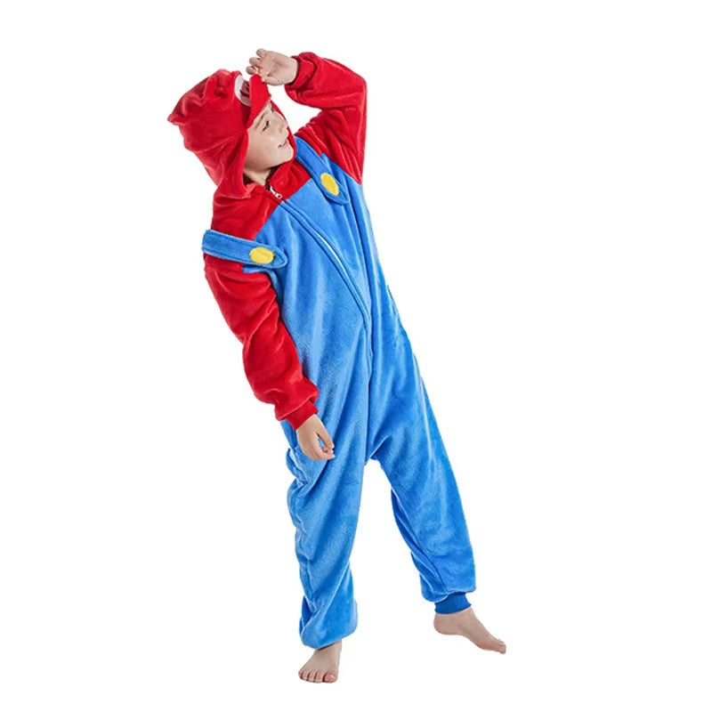Anime Brothers Cartoon Game Cosplay Costume Anime Figure Luigi One-Piece Pajamas Kawaii Cartoon Sleepwear Halloween Cos Clothes