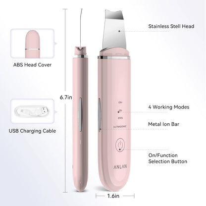 Ultrasonic Skin Scrubber Deep Cleaning Peeling Shovel Limpiador Facial Skin Care Face Lifting Machine Ultrasonic Cleaner