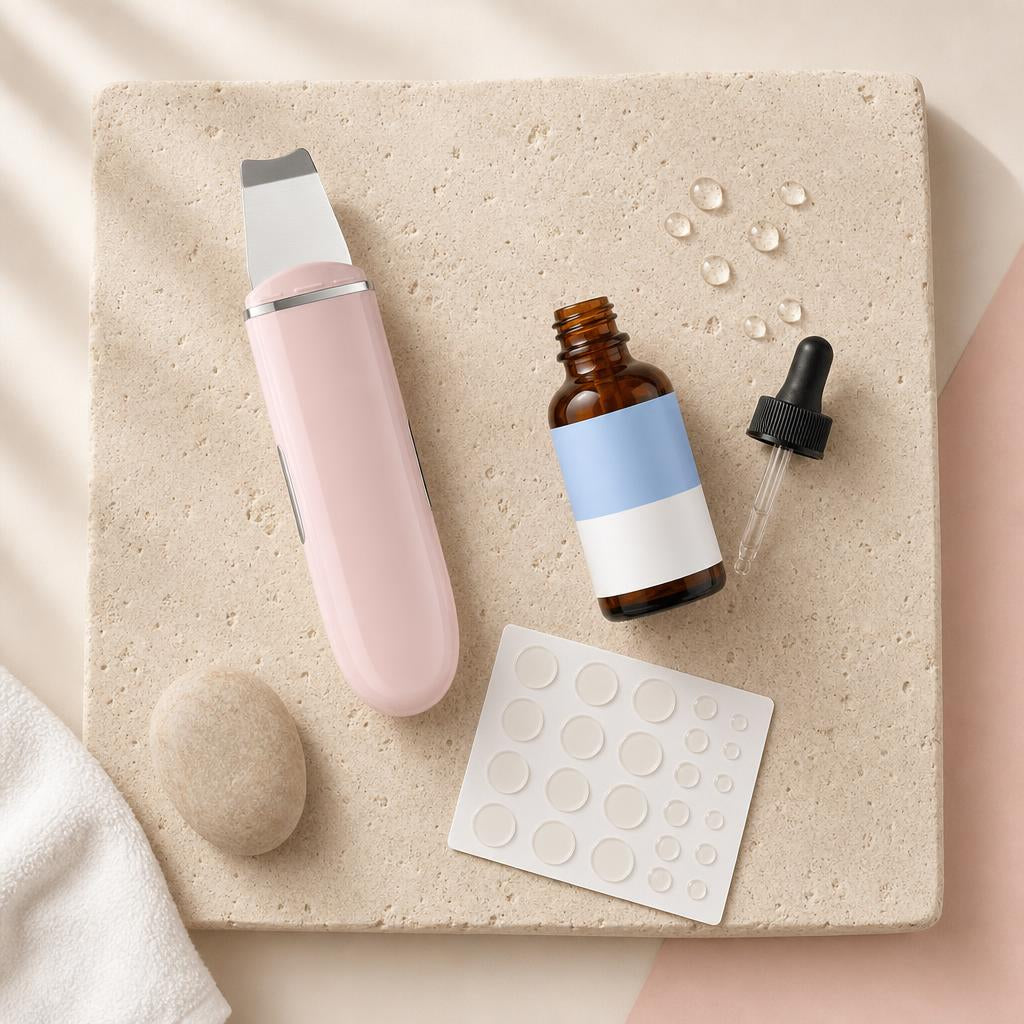 Glow Ritual kit flat lay on travertine stone